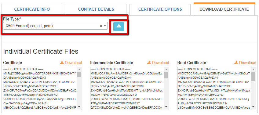 SSL Partner Center: How to Download Certificate & Intermediates?