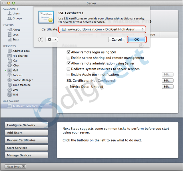 Install SSL Certificate on MAC OS X lion